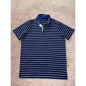 Greyson Mens Golf Blue Striped Short Sleeve Polo Shirt‎ Size Large